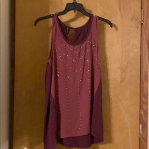 Rhinestone tank in burgundy